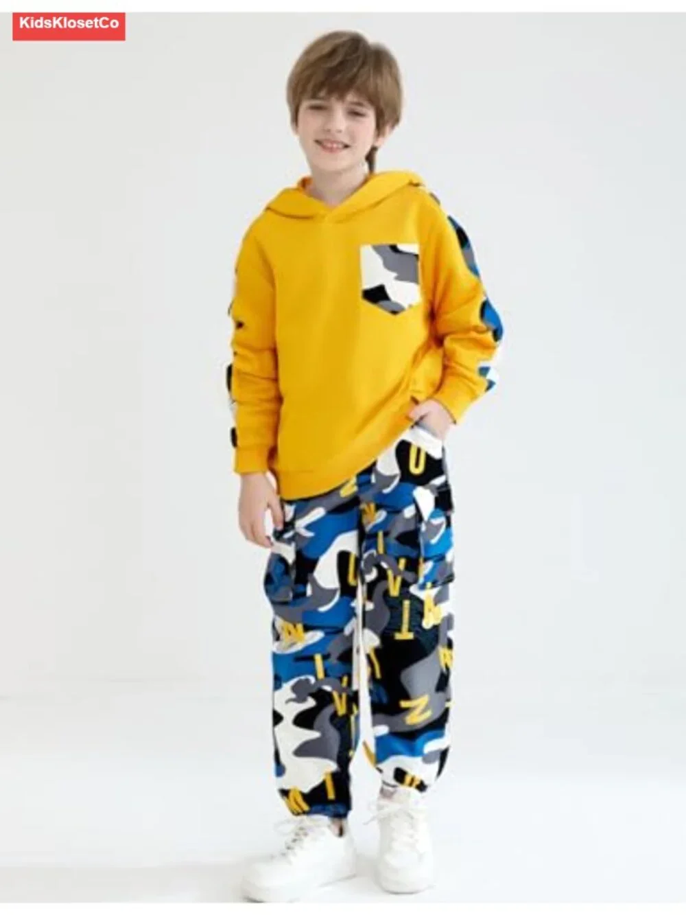 Boys Long Sleeve Hoodie & Cargo Pants 2-Piece Outfit Set